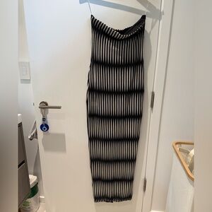 Black and White Striped Dress - maxi